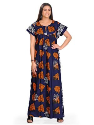 Fabimi Women Sixty Length XXL Size Soft Cotton Nighty - Mustard
