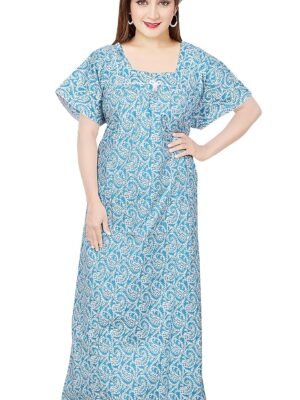 STYLACLUE Women's Pure Cotton Square Neck Printed Square Neck Nighty for Women's 3XL