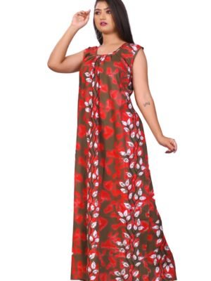 Fabimi Women's Sleeveless Cotton Nighty in XXL Size - Comfortable and Stylish - Red