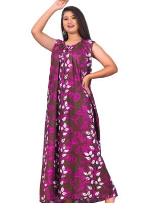 Fabimi Women's Sleeveless Cotton Nighty in XXL Size - Comfortable and Stylish - Maganta