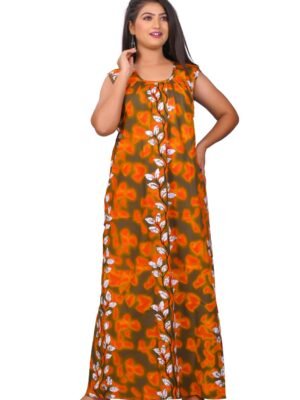 Fabimi Women's Sleeveless Cotton Nighty in XXL Size - Comfortable and Stylish - Orange
