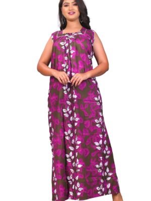 Fabimi Women Sleeveless 2XL Size Cotton Nighty - Maganta