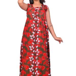 Fabimi Women Sleeveless 2XL Size Cotton Nighty - Red