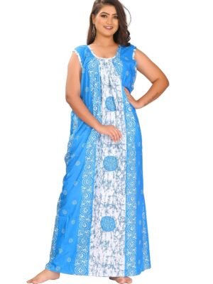 Fabimi Women's Sleeveless XL Round Neck Cotton Nightgown - Front and Back Design for Comfortable Sleepwear