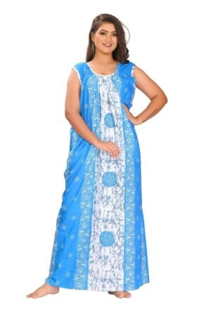 Fabimi Women's Sleeveless XL Round Neck Cotton Nightgown - Front and Back Design for Comfortable Sleepwear