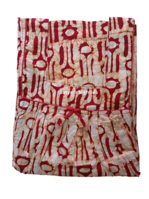 Satyam Nighties Women Sixty Length Front and Back Square Neck 3XL Size Wax Batik Cotton Nighty