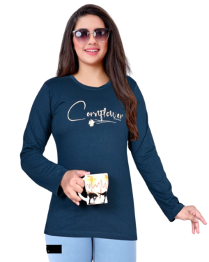 Home 18 Women’s Full Sleeves T-Shirts – Shinker Fabric – Sizes S, M, L, XL, XXL